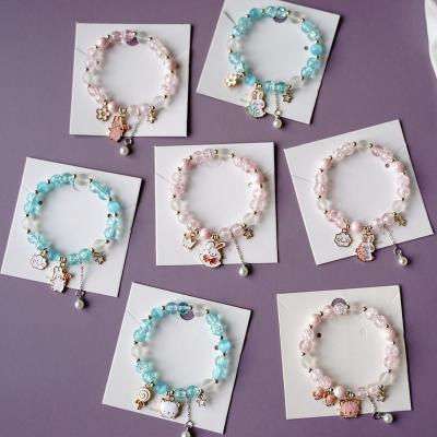 China New Style Cartoon Fashionable Cute Handmade Beaded Elastic Enamel Alloy Bangle Animal Jewelry For Girls for sale