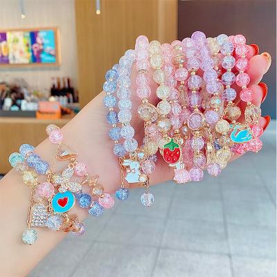 China FASHIONABLE Wholesale Sweet Cute Cartoon Beaded Princess Glass Bead Charm Bracelet Bangle Female Jewelry For Girl for sale