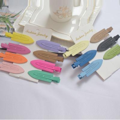 China Fashion candy color salon seamless hairpin side clip hair accessories ins metal flat bangs cut platypus clip women for sale