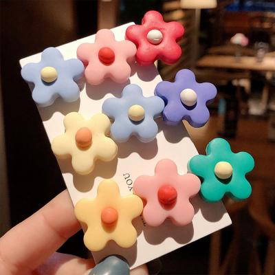 China Fashion Flower Sweet Cute Colorful Hair Side Clip Bangs Flower Hairpin Clip Headwear Hair Accessories For Girl Women for sale