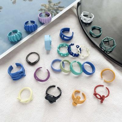 China Trendy Creative Simple Irregular Korean Jewelry Joint Finger Band Variety Colorful Opening Ring Hip Hop Women Ladies Finger Band Opening Ring for sale