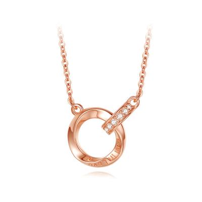 China Customized CLASSIC Diamond Couple Mobius Endless Double Letters Ring Pendant Necklace Natural Circles for sale