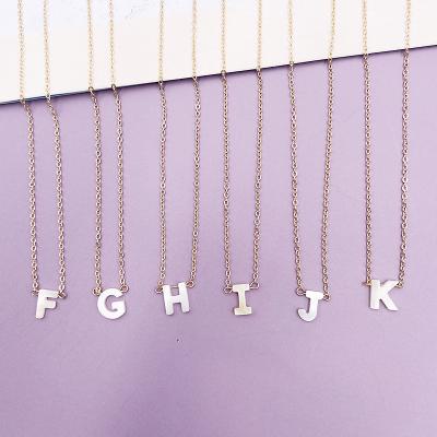 China TRENDY Customized Multilayer Letter Initial Necklace Pendant Gold Plated Stainless Steel Pearl Shell Necklace Female for sale