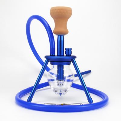 China Custom Color Handmade Hot Selling Deep Blue Hookah Set Tripod Glass Style Shisha Acrylic Hookah Without Tray for sale