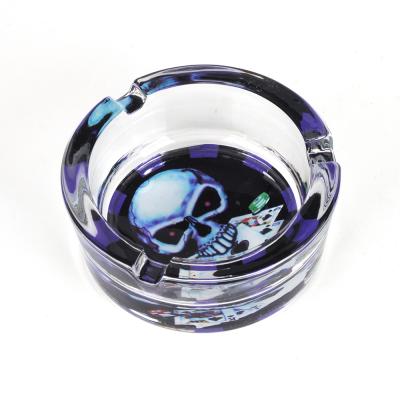 China High Quality Easy Smoking 85*38mm Crystal Glass Round Clear Glass Ashtray For Smoking Cigar Tobacco for sale