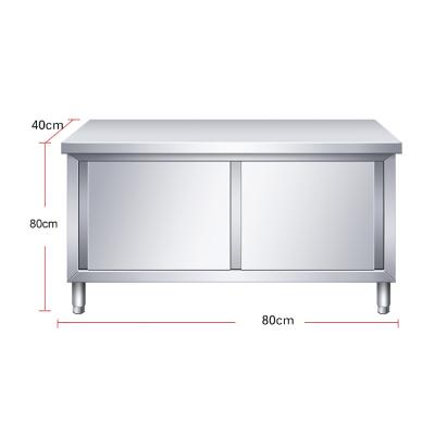 China Modern Commercial High Quality Double Sliding Door Stainless Steel Cabinet Workbench for sale