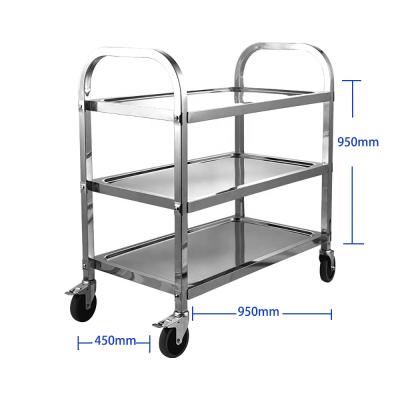 China Detachable Cannery 3 Tiers Shelf Cart Hotel Restaurant Stainless Steel Mobile Delivery Dining Cart Food Service Cart Dining Cart for sale