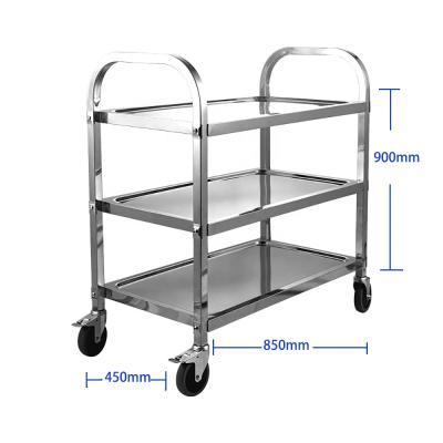 China Easy Operate Hotel Food Service Stainless Steel Meat Cart Food Cart Serving Cart Serving Cart for sale