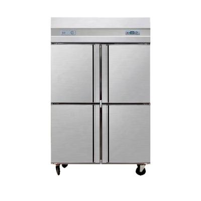 China Commercial Double-temperature Upright Reach-in Refrigerator Stainless Steel Display Fridge Double Door Freezer for sale