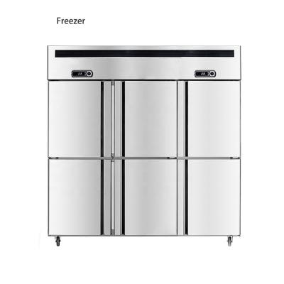 China Modern Stainless Steel Vertical Kitchen Air Cooled Refrigerated Six-Door Upright Freezer for sale