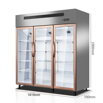 China Three Door Modern Luxury Large Display Style Refrigerator Refrigerated Vertical Refrigeration Equipment for sale