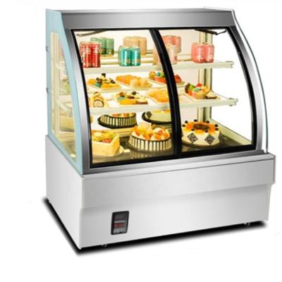 China Single-Temperature Display Freezer Cake Refrigerated Showcase Round Front Door With Wheel Refrigerator Glass Display Cooler Stainless Steel Megpunk for sale