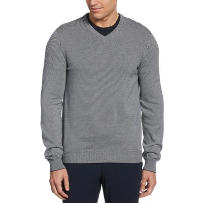 China YUEGE Wool / Nylon Mens Solid V-Neck Cotton Knitted Long Sleeves Sweater for sale