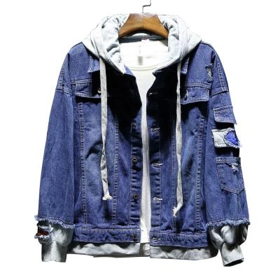 China Viable Wholesale Denim Cowboy JK88A Hooded Jacket Men Jean Jacket Men Men Jean Jacket for sale