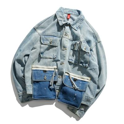 China Sustainable Men's Retro Casual Denim Jackets For Spring Autumn Multi-pocket Jean Jackets for sale