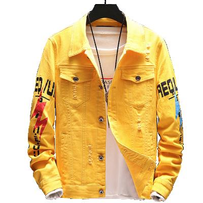 China 9107 Viable Yellow Jean Jacket, Fashionable Jean Jacket, Custom Print Denim Jacket for sale