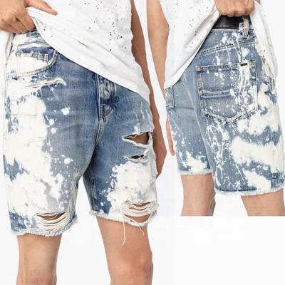 China Color Fade Proof Custom Men's Holes Ripped Denim Shorts Dot Men Jeans Denim Pants High Quality Boy's Jeans Wholesale for sale