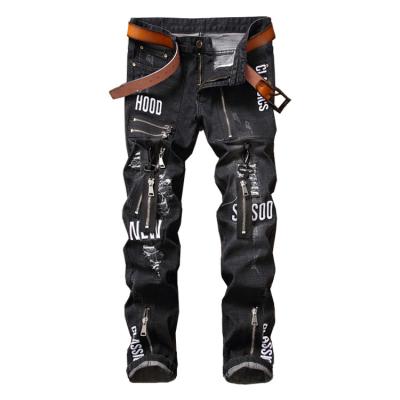 China Color Fade Proof 5068 Crazy Jeans Black Embroidery Letter Jeans For Men Jean Streetwear for sale