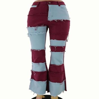 China Color Fade Proof European Fashion Ladies Feet Women Jeans Wide Leg Pants for sale