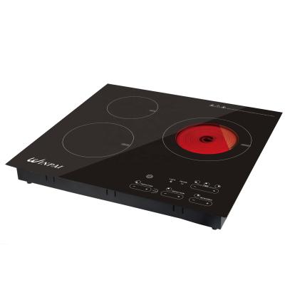 China New Design 3 Ceramic / Glass Heating Zones Touch Control Electric Infrared Induction Hob for sale