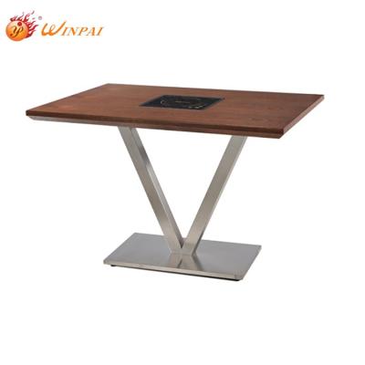 China Modern Commercial Wooden Hot Embedded Table Hot Pot Desktop Pot Stove For Restaurant Dining Table for sale