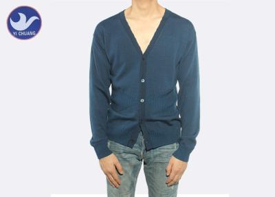 China Flat Knitted Mens Cable Knit Button Down Cardigan Full Sleeves Anti - Shrink for sale