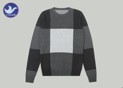 China Big Check Men's Knit Pullover Sweater Black And White Casual Knitted Clothes for sale