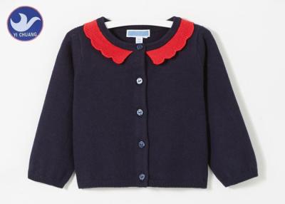 China Flounce Collar Trim Girls Cardigan Sweaters Buttons Clousure Kid Knitwear for sale