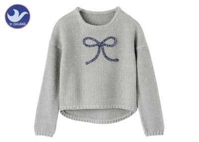 China Anti - Wrinkle Girls Pullover Sweaters Butterfly Ribbon Scoop Neck Knitwear for sale