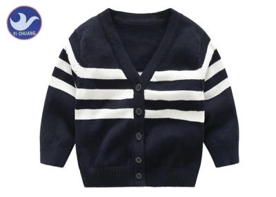 China Sofy Kid Boys Striped Cardigan Sweater , Cotton Children's Knitted Cardigans for sale