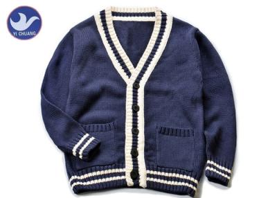 Cina Il cotone barra il maglione del cardigan dei blu navy dei ragazzi del collare, cardigan tricottato ragazzi in vendita