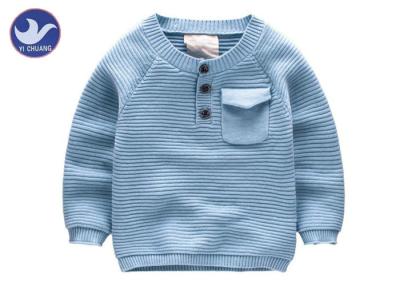 China 1/4 Buttons Boys Knit Pullover Sweater Relan Sleeves Chest Pocket Kid Clothes for sale