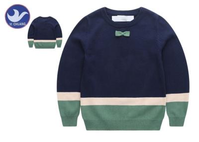 China Bowknot Stripe Toddler Boy Cable Knit Sweater , Boys Cotton Jumpers Long Sleeves for sale