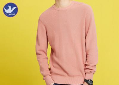 China Computer Knitting Men's Knit Pullover Sweater Pink Trendy Jumper For Spring / Autumn for sale