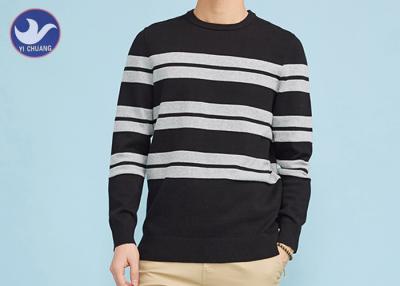 China Crew Neck Mens Striped Jumper , Mens Cable Knit Pullover Sweater Anti - Wrinkle for sale