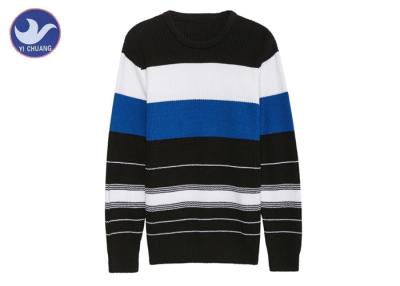 China Half Cardigan Knitting Blue And White Striped Sweater Mens Long Sleeves Pullover for sale