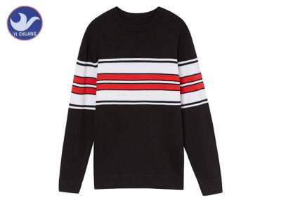 China Contrast Color Stripes Men'S Knit Pullover Sweater Anti - Shrink Young Boy Apparel for sale