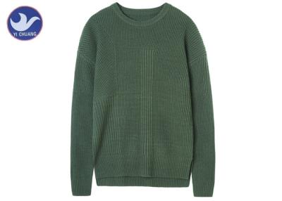 Chine Pullover d'encolure ras du cou de vert de chandail de pull du Knit de nervures des hommes multi de Conbination à vendre