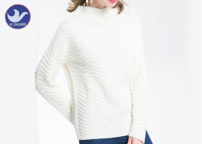 China Valley Ripple Knitting Ladies Wool Crew Neck Jumpers , Long Sleeve Wool Sweater for sale