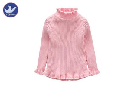 China Ribs Knitting Cute Little Girl Sweaters Turtle Layer Ruffle Edges Winter Base Layer for sale