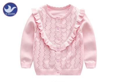 China Zig Pointelle-Mädchen-Kabel Knit-Wolljacken-Strickjacken-Rüsche umrandet die Kinder, die Kleid stricken zu verkaufen