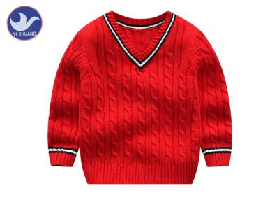 China Cable Knitting Stripe Boys V Neck Sweater Full Reglan Sleeves School Uniforms for sale