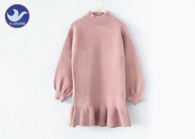 Cina Il maglione Dressess, manica lunga della bambina del collo della tartaruga delle ragazze veste il fondo dell'arricciamento dell'increspatura in vendita