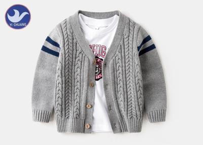 China Preteens Boys Cable Knit Cardigan Striped Long Sleeves Buttons Closure for sale