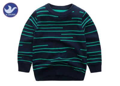 China Irregular Stripes Boys Knit Pullover Sweater Crew Neck Double Layer Warm for sale