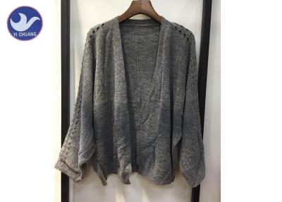 中国 Pointell Bat Sleeves Cardigan/レディース軽量の女性はセーターの灰色色を編みます 販売のため