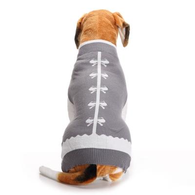 China Bowknot Gray Pet Sweater Big Dog Pet Clothes Autumn And Winter Dog Teddy  Clothes for sale