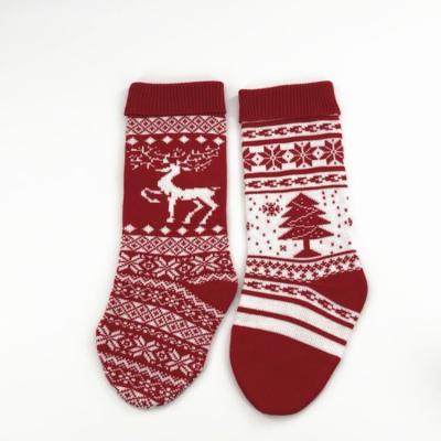 China Christmas Knitted Stocking Decorative Christmas Accessory Reindeer Snowflake Patterns for sale