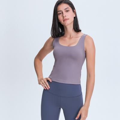 China De Fitness van Sportwear van in het groot Stevige de Mouwloze onderhemdenvrouwen van Kleurenminimalistic Opgevulde Sporten Kleding Te koop