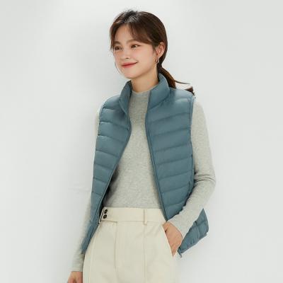 China Wholesale Zipper Up Stand Collar Plus Size Premium 90% White Duck Down Vest Lightweight Women's Puffer Vest for sale